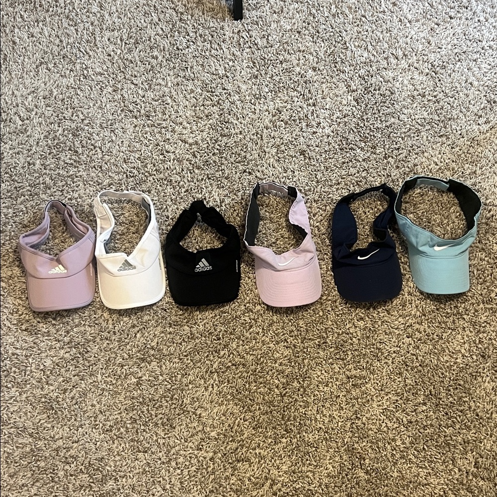 3 Adidas & 3 Nike Sports Visors